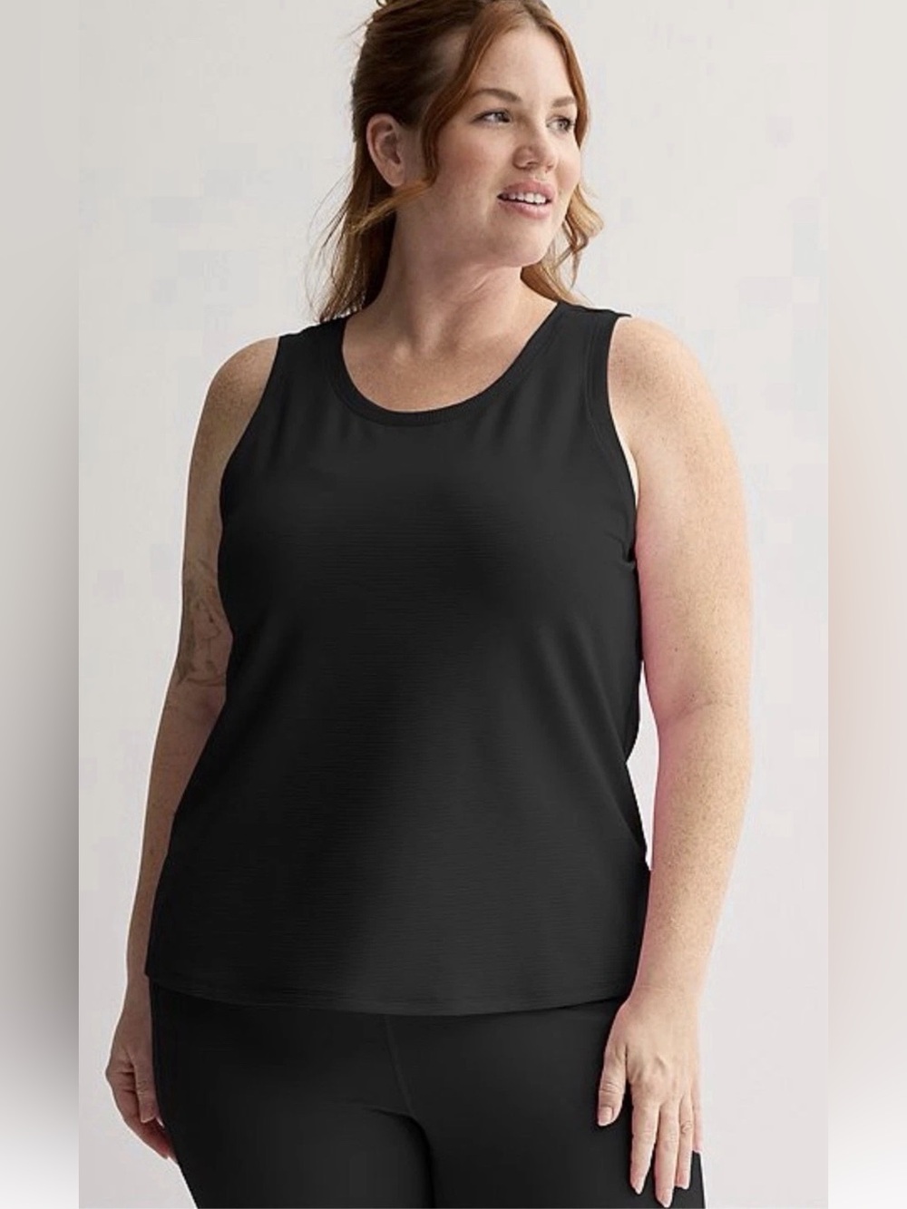 Womens 2X Tek Gear Rib Easy Tank Top Shell Sleeveless NEW Black Stretch wicking